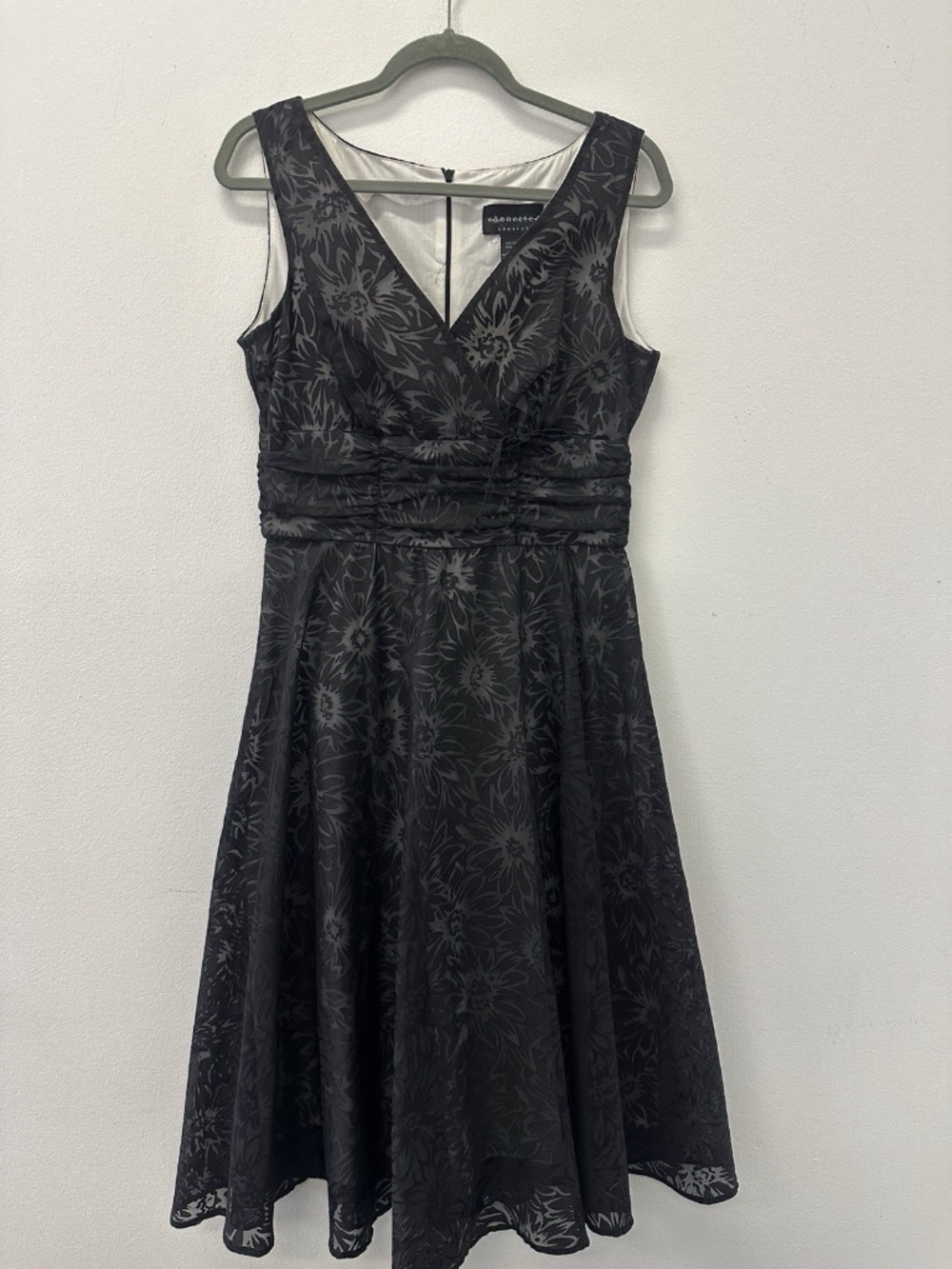 Connected Apparel Womens Black Cotton Sleeveless Dress Floral Burnout Whimsy 10